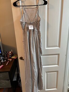 American Eagle Outfitters Striped Wide-Leg Jumpsuit in White and blue